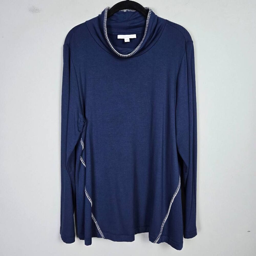Pure Jill Womens Tranquility Fleece Sweater Size Large Blue Cowl Neck Cozy Layer